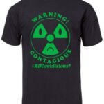 A black t-shirt with a radioactive symbol on it.