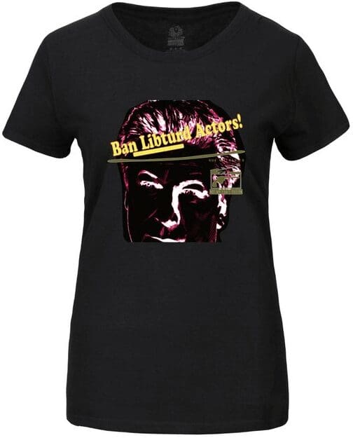 A black t-shirt with an image of donald trump.