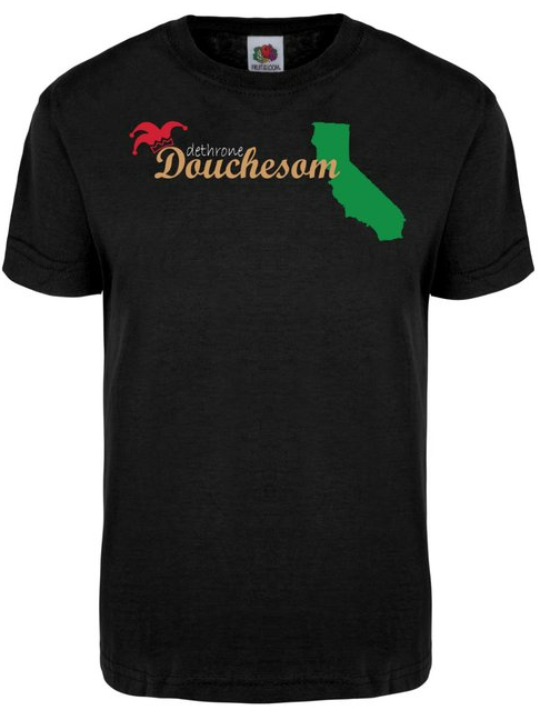 A black t-shirt with the word douchesem written in gold.