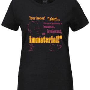 A black t-shirt with an image of a woman.