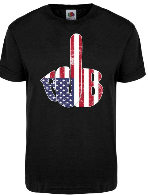 A black shirt with an american flag on it.
