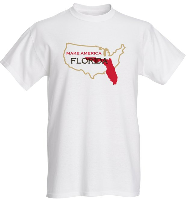 A white t-shirt with the words make america 's florida on it.