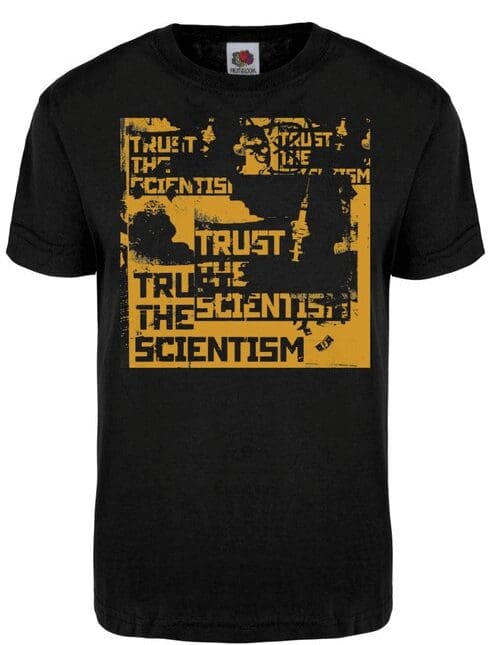A black shirt with yellow writing on it
