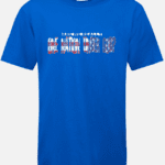 A blue t-shirt with the words " chicago cubs " written in it.