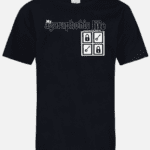 A black t-shirt with the words " graphic life ".