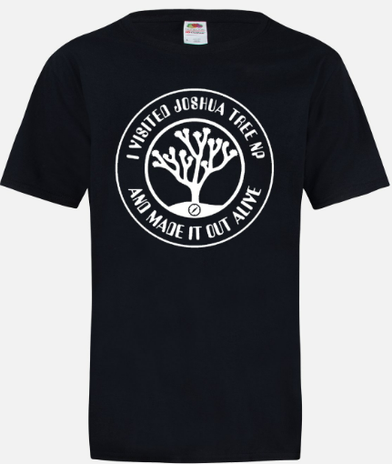 A black t-shirt with an image of a tree.