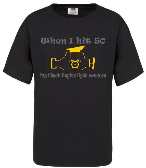 A black t-shirt with a yellow camera and the words " when i hit 5 0, my church lights light down so ".