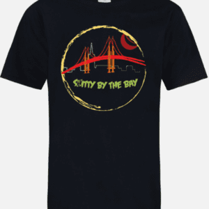 A black t-shirt with the city of the bay logo.