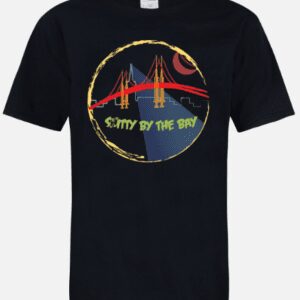 A black t-shirt with the city of the sky logo.
