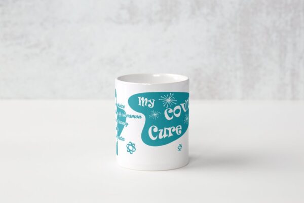 A white coffee mug with the words " my cup curve ".