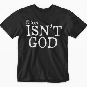 Black t-shirt with provocative text design.