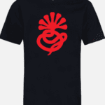 A black t-shirt with an image of a snake.