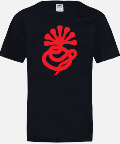 A black t-shirt with an image of a snake.