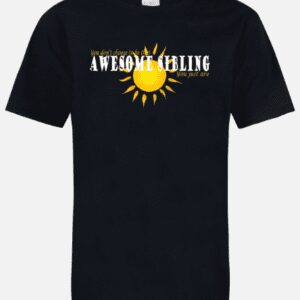 A black t-shirt with an image of the sun.