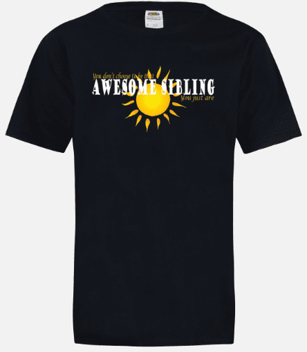 A black t-shirt with an image of the sun.