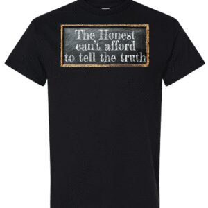 Black shirt with text graphic design.