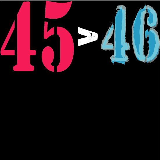 A black background with the numbers 4 5 and 4 6 written in pink.