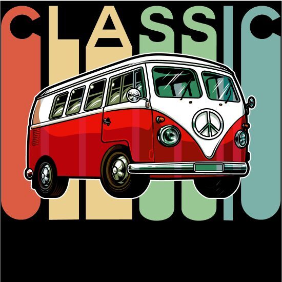 A red and white van with the word classic written below it.
